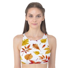Watercolor-autumn-leaves-pattern-vector Tank Bikini Top by nateshop