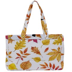 Watercolor-autumn-leaves-pattern-vector Canvas Work Bag by nateshop