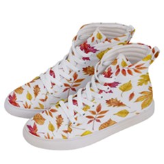 Watercolor-autumn-leaves-pattern-vector Men s Hi-top Skate Sneakers by nateshop