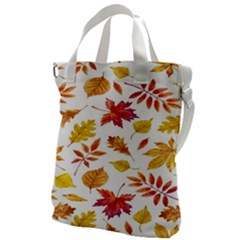 Watercolor-autumn-leaves-pattern-vector Canvas Messenger Bag by nateshop