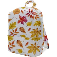 Watercolor-autumn-leaves-pattern-vector Zip Up Backpack by nateshop