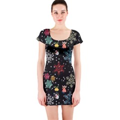 Christmas Thanksgiving Pattern Short Sleeve Bodycon Dress