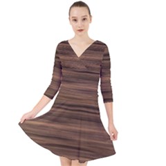 Texture-wooddack Quarter Sleeve Front Wrap Dress by nateshop