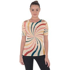Swirl Star Pattern Texture Vintahe Classic Old Shoulder Cut Out Short Sleeve Top