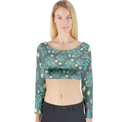 Illustration Pattern Seamless Long Sleeve Crop Top