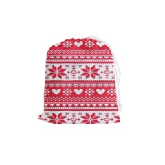 Nordic-seamless-knitted-christmas-pattern-vector Drawstring Pouch (medium) by nateshop