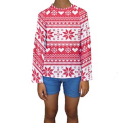 Nordic-seamless-knitted-christmas-pattern-vector Kids  Long Sleeve Swimwear by nateshop