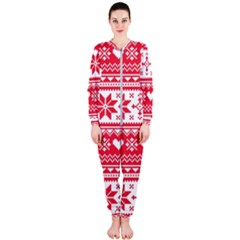 Nordic-seamless-knitted-christmas-pattern-vector Onepiece Jumpsuit (ladies) by nateshop