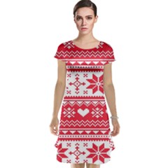 Nordic-seamless-knitted-christmas-pattern-vector Cap Sleeve Nightdress by nateshop