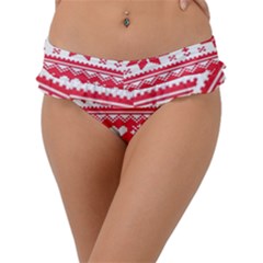 Nordic-seamless-knitted-christmas-pattern-vector Frill Bikini Bottom by nateshop