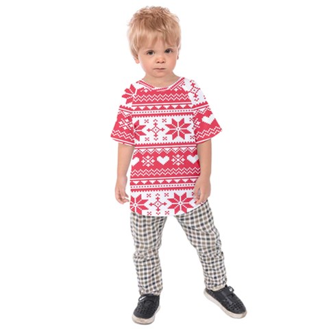 Nordic-seamless-knitted-christmas-pattern-vector Kids  Raglan Tee by nateshop