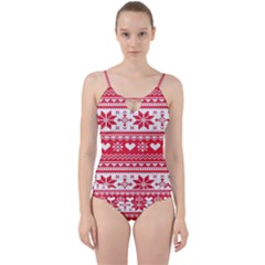 Nordic-seamless-knitted-christmas-pattern-vector Cut Out Top Tankini Set by nateshop