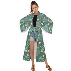 Illustration Pattern Seamless Maxi Kimono