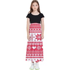 Nordic-seamless-knitted-christmas-pattern-vector Kids  Flared Maxi Skirt