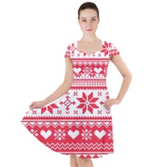 Nordic-seamless-knitted-christmas-pattern-vector Cap Sleeve Midi Dress by nateshop