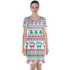 Scandinavian-nordic-christmas-seamless-pattern-vector Short Sleeve Nightdress by nateshop