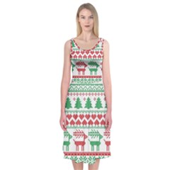 Scandinavian-nordic-christmas-seamless-pattern-vector Midi Sleeveless Dress