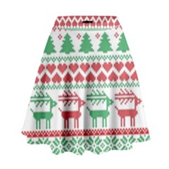 Scandinavian-nordic-christmas-seamless-pattern-vector High Waist Skirt