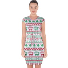 Scandinavian-nordic-christmas-seamless-pattern-vector Capsleeve Drawstring Dress 