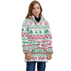 Scandinavian-nordic-christmas-seamless-pattern-vector Kid s Hooded Longline Puffer Jacket