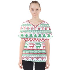 Scandinavian-nordic-christmas-seamless-pattern-vector V-neck Dolman Drape Top