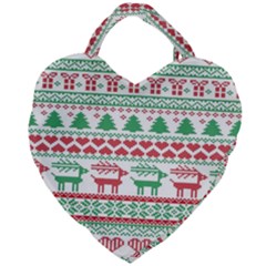 Scandinavian-nordic-christmas-seamless-pattern-vector Giant Heart Shaped Tote