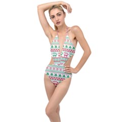 Scandinavian-nordic-christmas-seamless-pattern-vector Plunging Cut Out Swimsuit by nateshop