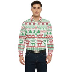 Scandinavian-nordic-christmas-seamless-pattern-vector Men s Long Sleeve Pocket Shirt 