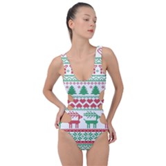 Scandinavian-nordic-christmas-seamless-pattern-vector Side Cut Out Swimsuit