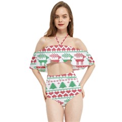 Scandinavian-nordic-christmas-seamless-pattern-vector Halter Flowy Bikini Set 