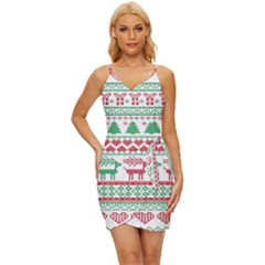 Scandinavian-nordic-christmas-seamless-pattern-vector Wrap Tie Front Dress