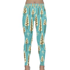 Vector-white-cartoon-trees-pattern Classic Yoga Leggings by nateshop