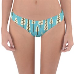 Vector-white-cartoon-trees-pattern Reversible Hipster Bikini Bottoms by nateshop