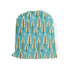 Vector-white-cartoon-trees-pattern Drawstring Pouch (xl) by nateshop