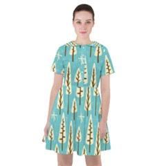 Vector-white-cartoon-trees-pattern Sailor Dress by nateshop