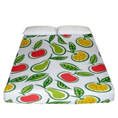 Fruit Fruits Food Illustration Background Pattern Fitted Sheet (california King Size) by Ravend