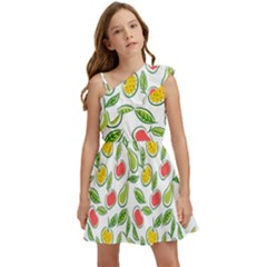 Fruit Fruits Food Illustration Background Pattern Kids  One Shoulder Party Dress