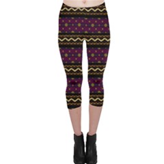 Background Flower Abstract Pattern Capri Leggings 