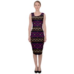 Background Flower Abstract Pattern Sleeveless Pencil Dress