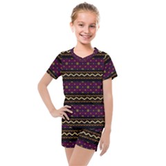 Background Flower Abstract Pattern Kids  Mesh Tee And Shorts Set