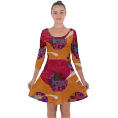 Abstract Backgroundgraphic Wallpaper Quarter Sleeve Skater Dress