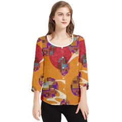 Abstract Backgroundgraphic Wallpaper Chiffon Quarter Sleeve Blouse