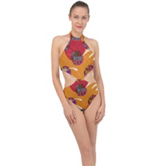 Abstract Backgroundgraphic Wallpaper Halter Side Cut Swimsuit