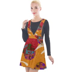 Abstract Backgroundgraphic Wallpaper Plunge Pinafore Velour Dress