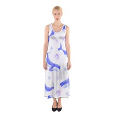 Whale Fish Sea Pattern Mammal Ocean Sleeveless Maxi Dress