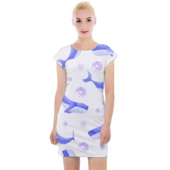 Whale Fish Sea Pattern Mammal Ocean Cap Sleeve Bodycon Dress