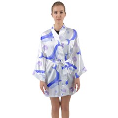 Whale Fish Sea Pattern Mammal Ocean Long Sleeve Satin Kimono by Ravend