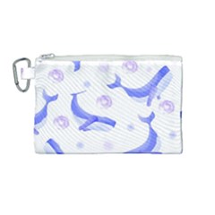 Whale Fish Sea Pattern Mammal Ocean Canvas Cosmetic Bag (medium)