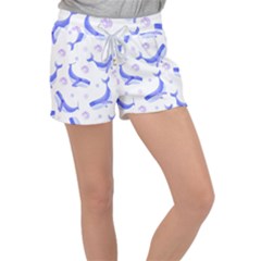 Whale Fish Sea Pattern Mammal Ocean Velour Lounge Shorts by Ravend