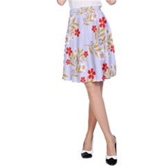 Nature Illustration Pattern Flower Floral A-line Skirt